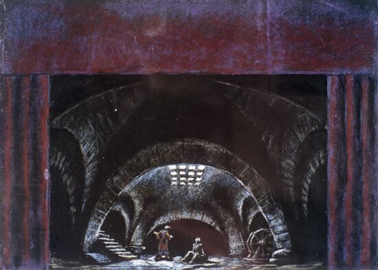 Sketch of decoration by Nikolai Benois for opera "Mazepa"