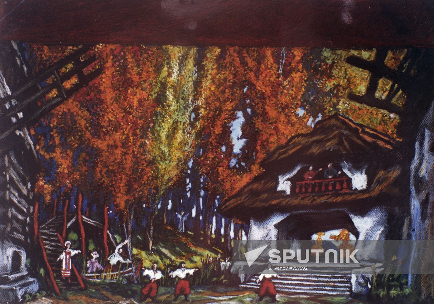 Sketch of decoration by Nikolai Benois for opera "Mazepa"