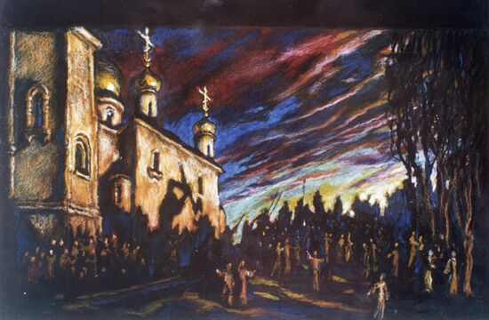 Sketch of decoration by Nikolai Benois for opera "Mazepa"