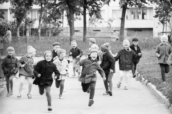Children of kindergarten in town of Elektrėnai