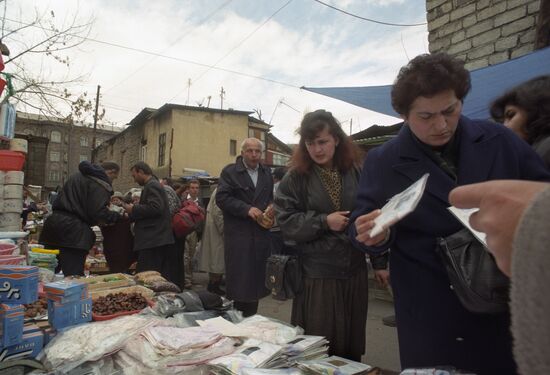 Market in Stepanakert after armistice in 1994