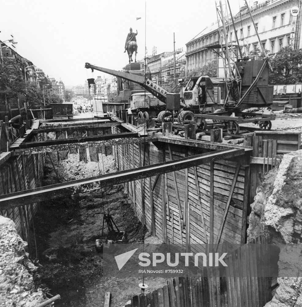 Building of metro in Prague