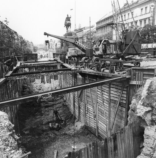 Building of metro in Prague