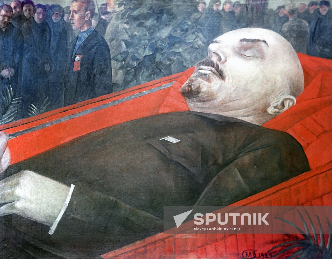 "Workers by Vladimir Ilyich Lenin's coffin"