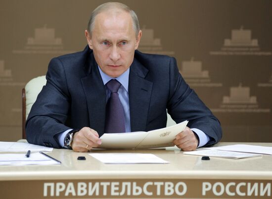 Minister Vladimir Putin conducts a teleconference