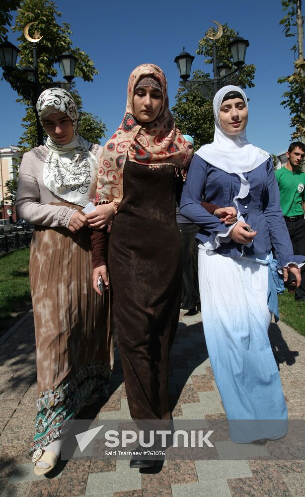 Chechen Woman Attire Action in Grozny