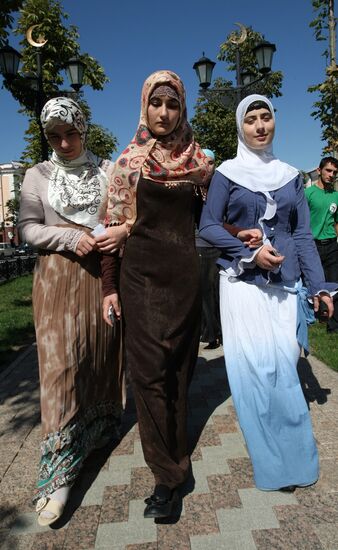 Chechen Woman Attire Action in Grozny