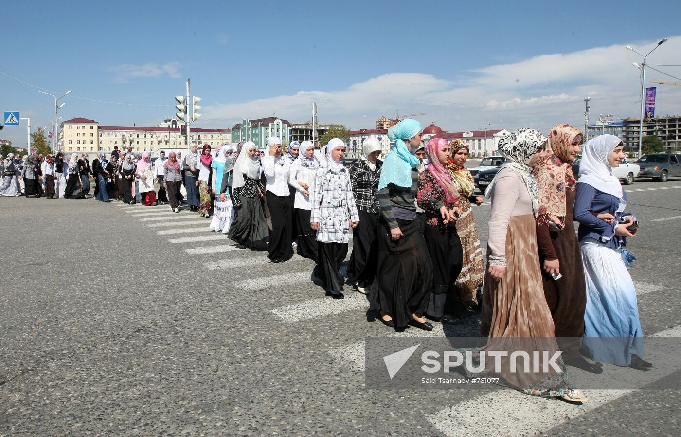 Chechen Woman Attire Action in Grozny