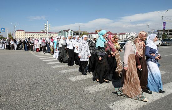 Chechen Woman Attire Action in Grozny