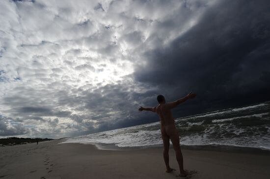 Man at Baltic Sea shore