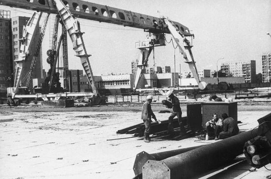 Construction of metro station in Warsaw