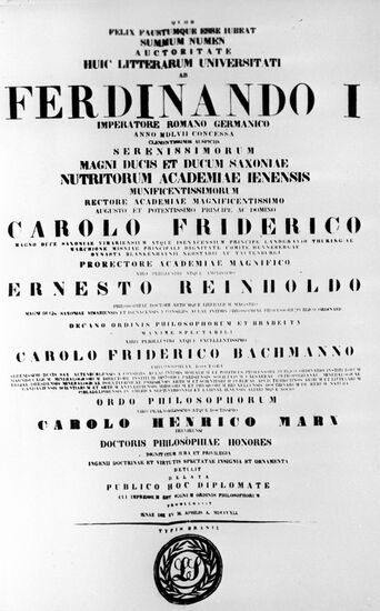 Karl Marx's Doctor of Philosophy diploma