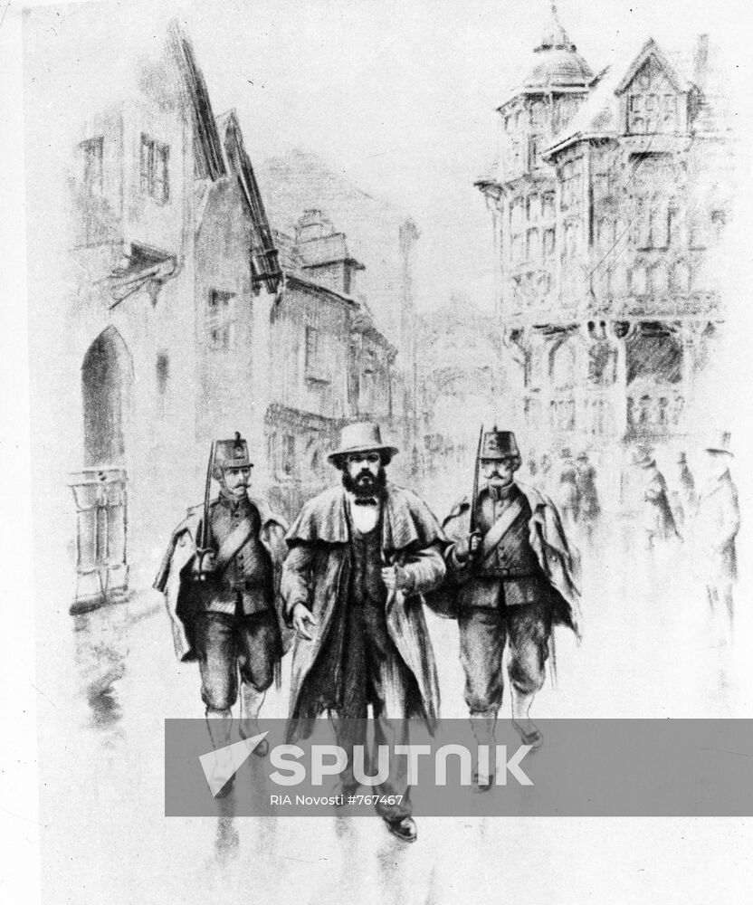 Sketch "Karl Marx arrested in Brussels, 1848"