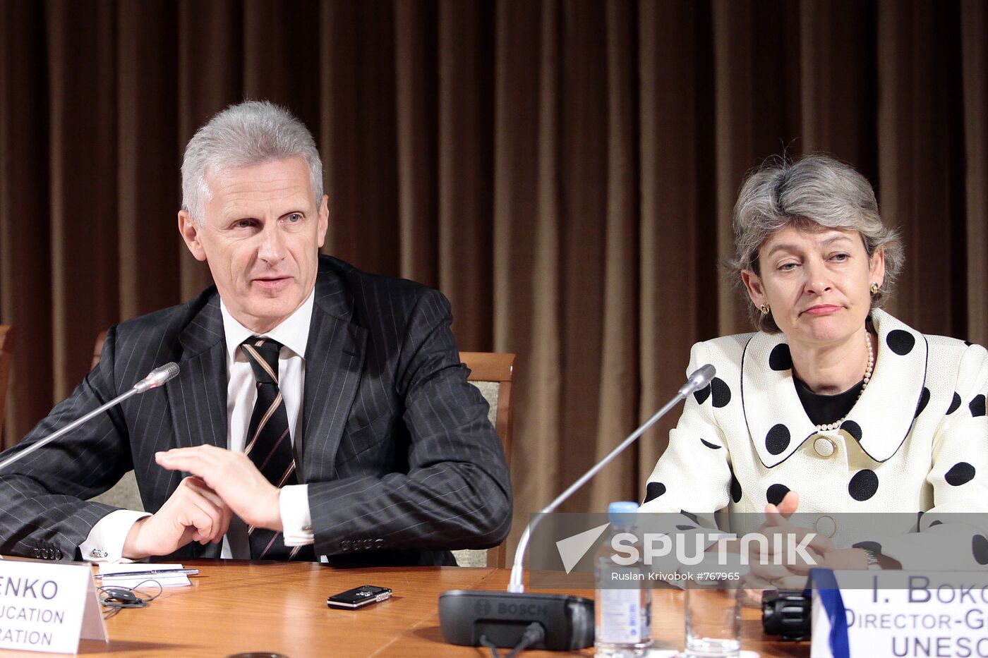 Irina Bokova and Andrei Fursenko