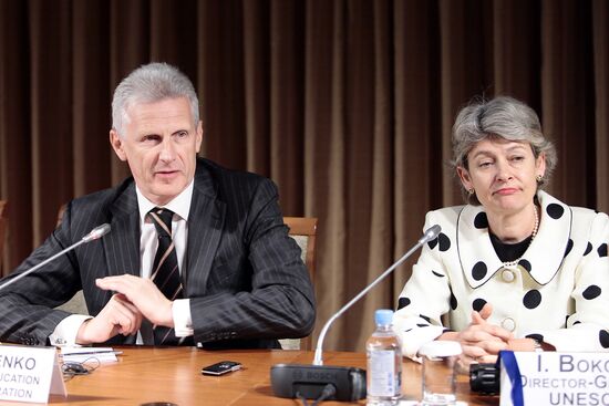 Irina Bokova and Andrei Fursenko