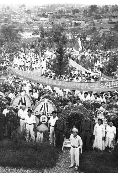 Laying wreaths