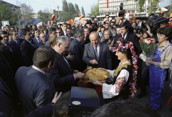 Mikhail Gorbachev visiting Bulgaria