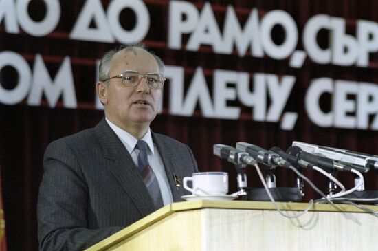 Mikhail Gorbachev visiting Bulgaria