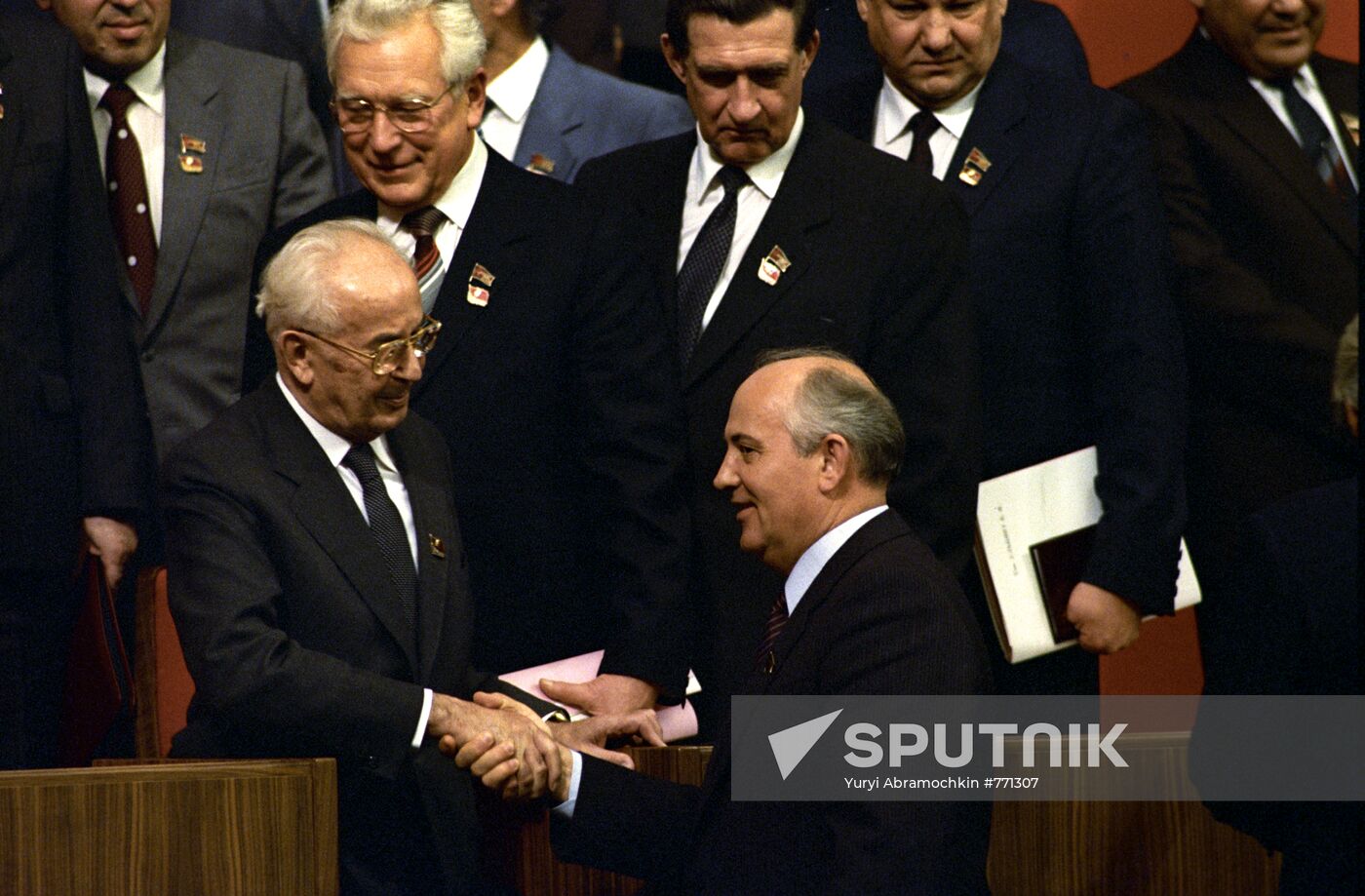 Mikhail Gorbachev and Gustav Husak