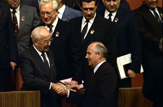 Mikhail Gorbachev and Gustav Husak