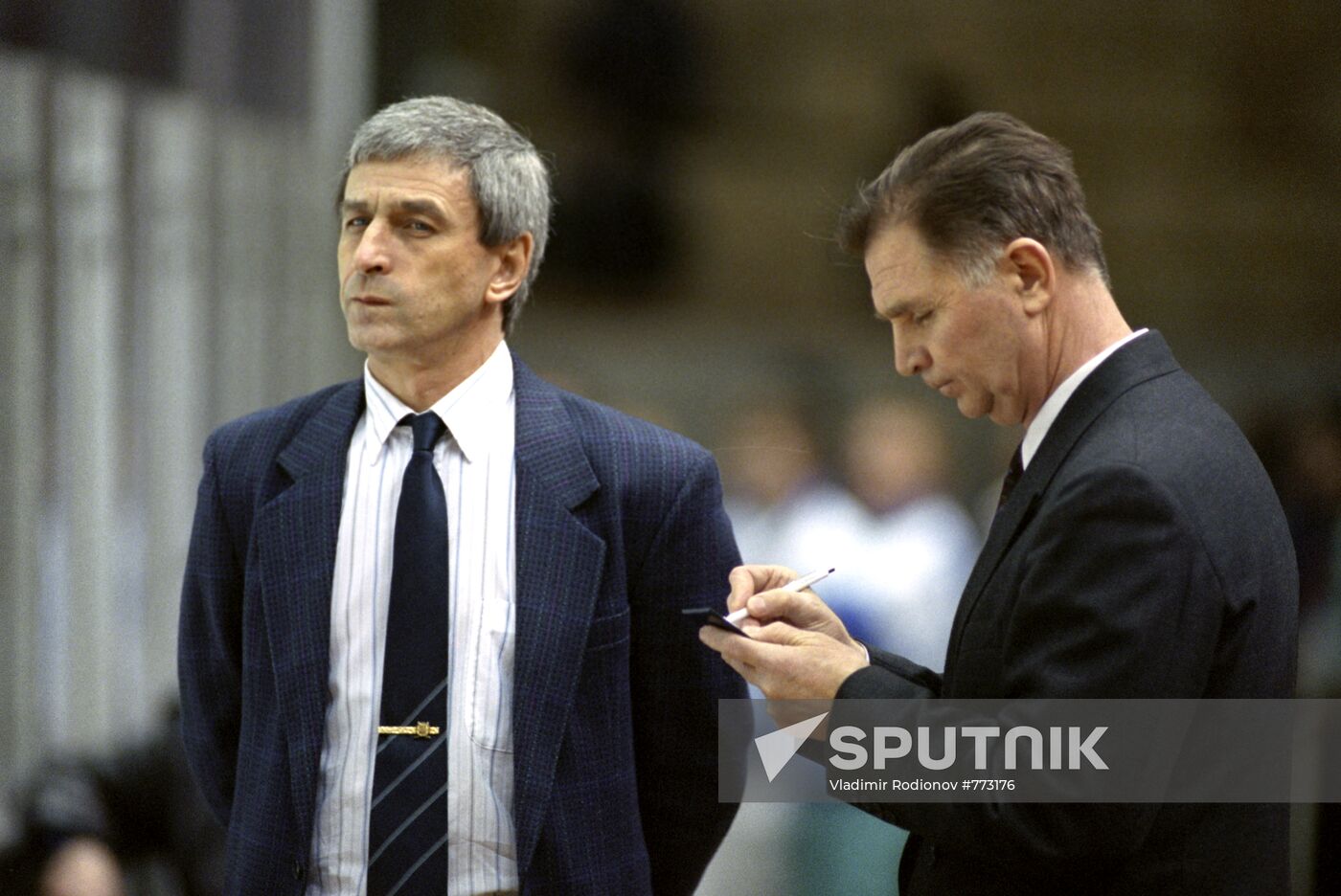 Soviet national team's coaches Viktor Tikhonov and Igor Medvedev