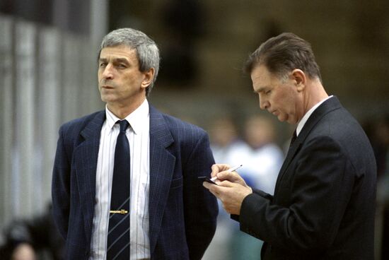 Soviet national team's coaches Viktor Tikhonov and Igor Medvedev