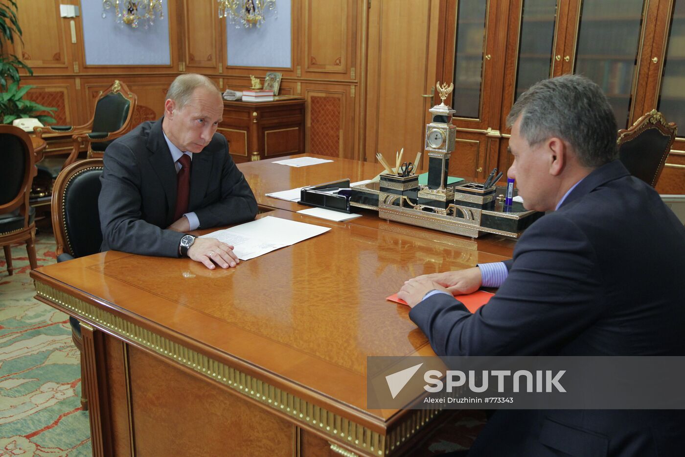 Vladimir Putin meets with Sergei Shoigu