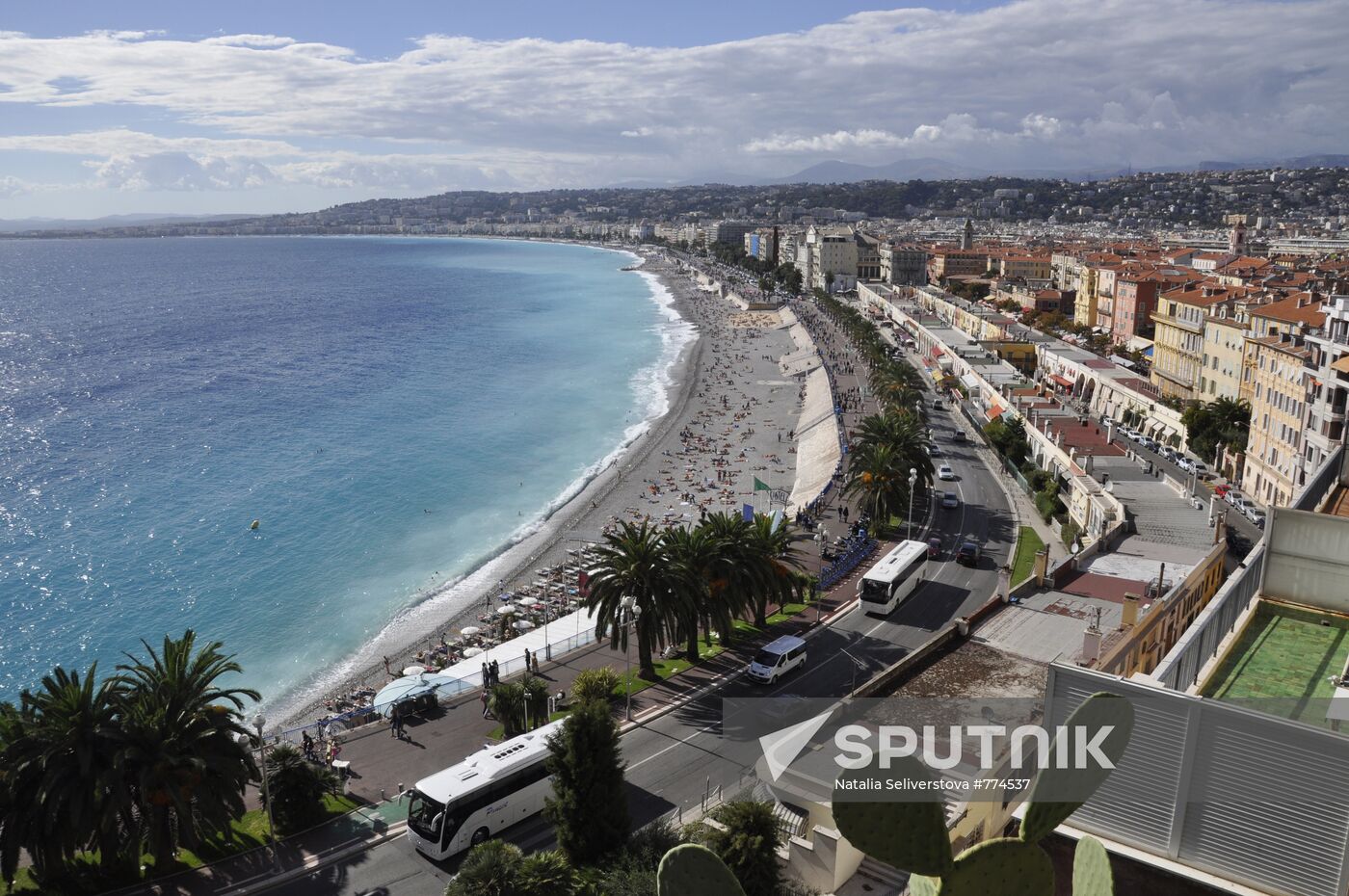 View of the Mediterranean seacoast in Nice
