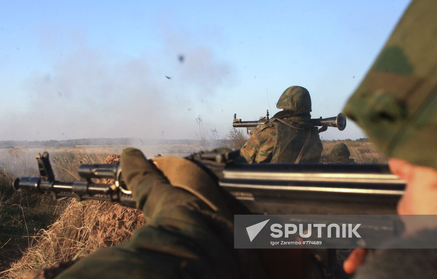 Tank drills of Baltic Fleet coastal troops