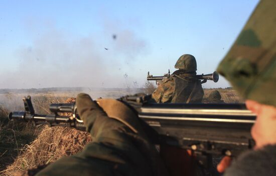 Tank drills of Baltic Fleet coastal troops