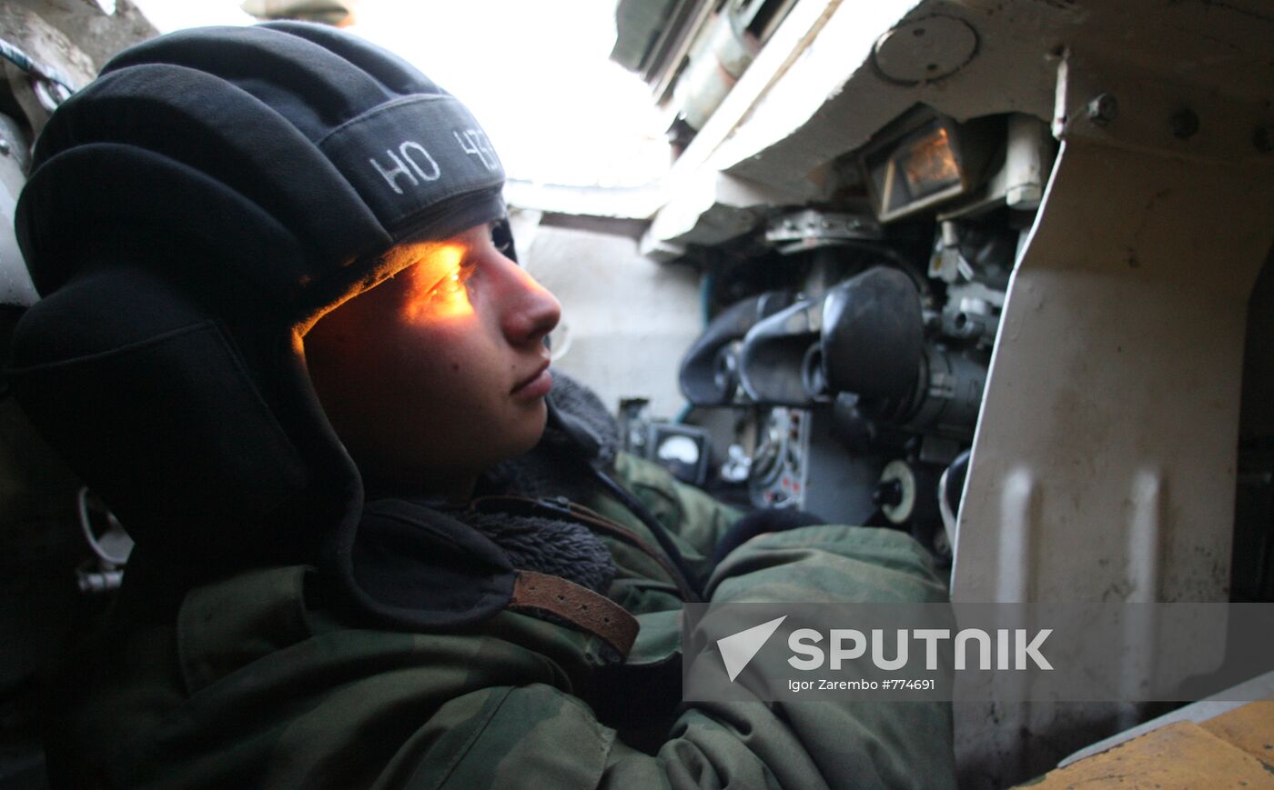 Tank drills of Baltic Fleet coastal troops
