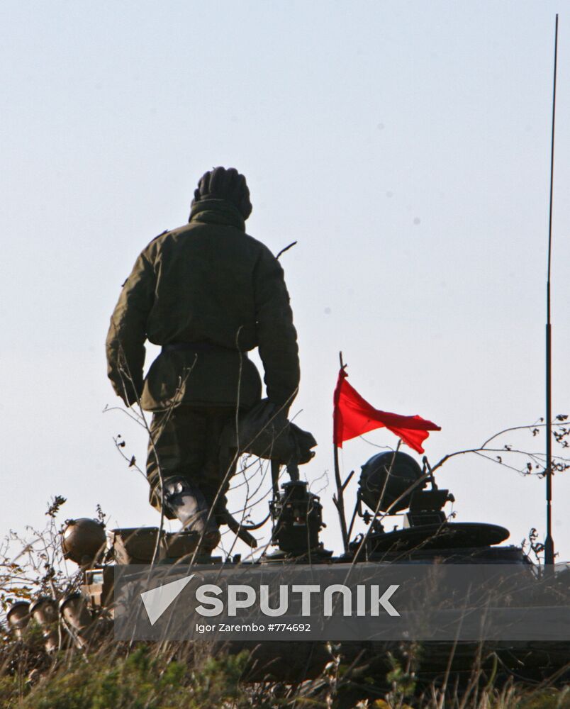 Tank drills of Baltic Fleet coastal troops