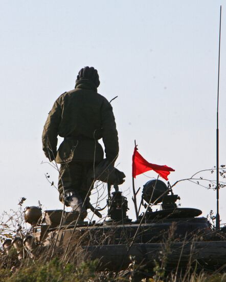 Tank drills of Baltic Fleet coastal troops