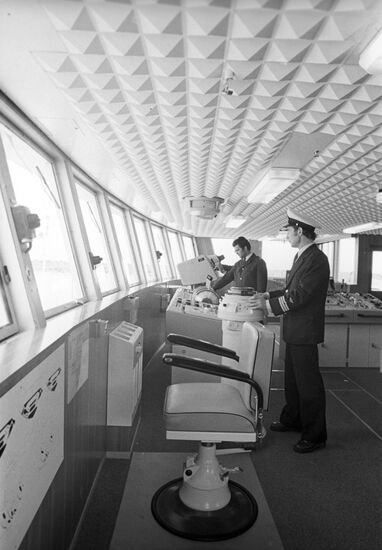 The bridge of the Yevgeny Vuchetich passenger ship