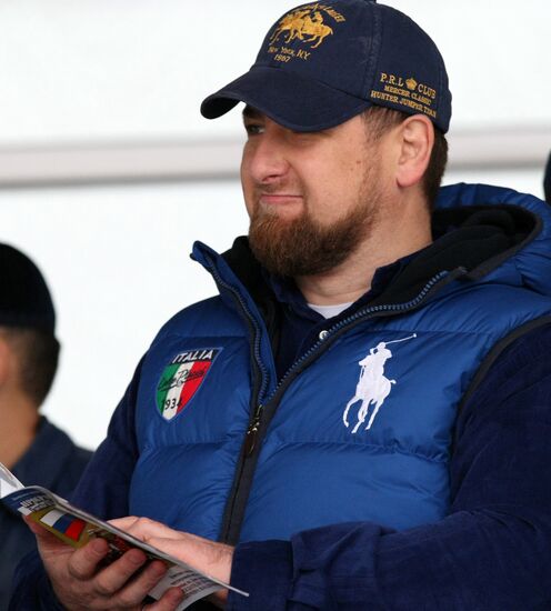 Ramzan Kadyrov at horse race on Putin's birthday