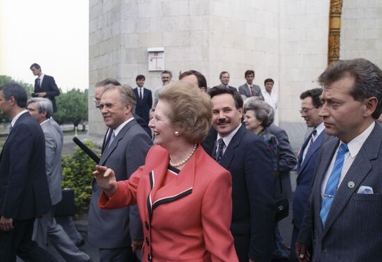 British Prime Minister Margaret Thatcher visiting Kiev