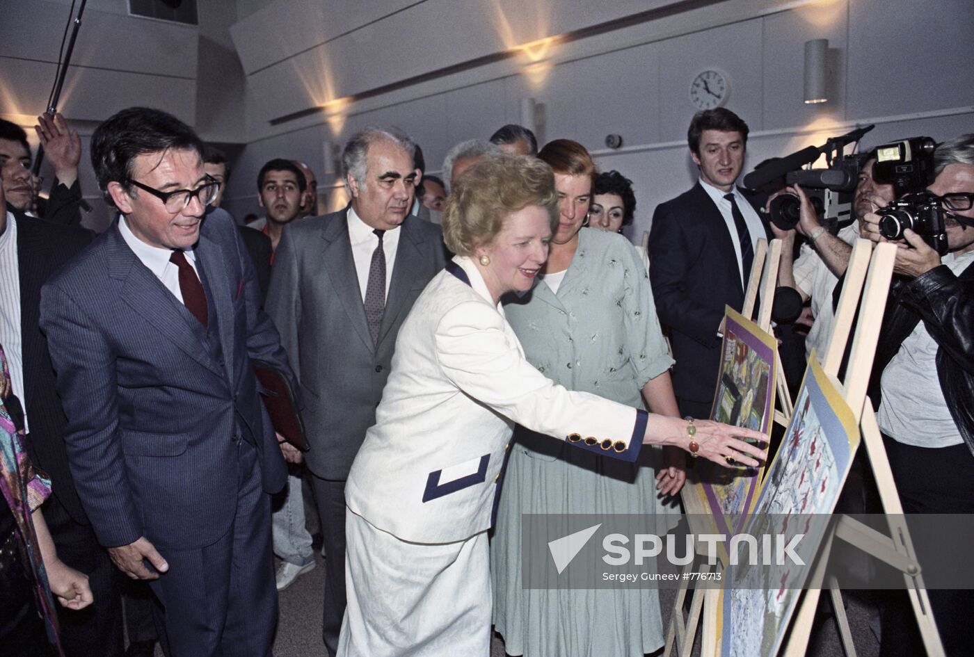 British Prime Minister Margaret Thatcher visiting Leninakan