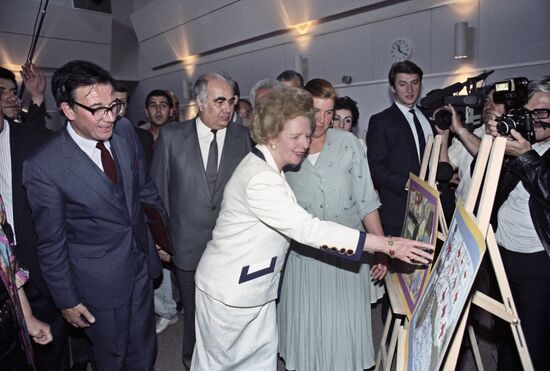 British Prime Minister Margaret Thatcher visiting Leninakan