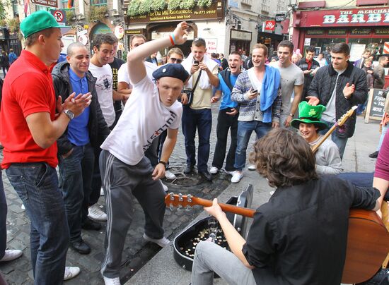Dublin before a match between Ireland and Russia
