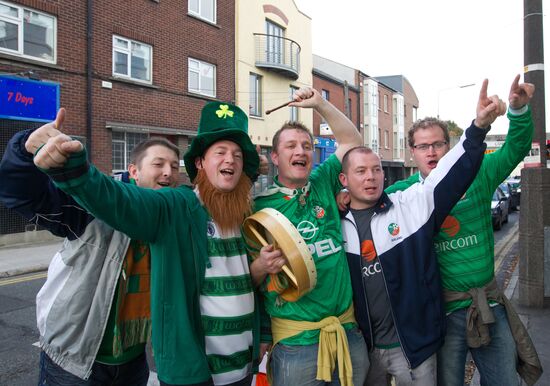 Football fans in Dublin