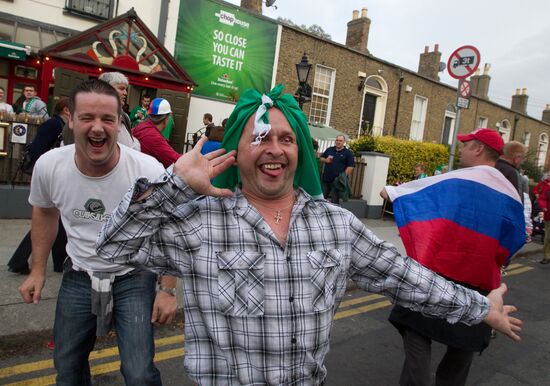 Football fans in Dublin