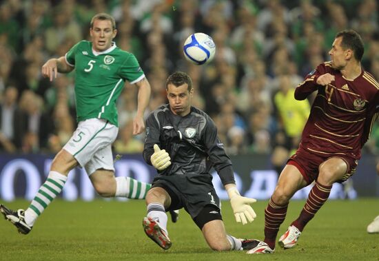 Football. Euro 2012 qualifier. Ireland vs. Russia