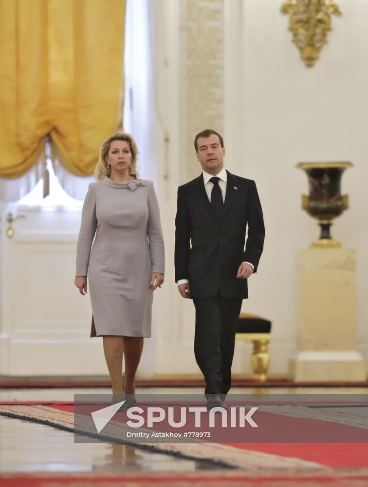 Dmitry Medvedev meets Christian Wulff in the Kremlin