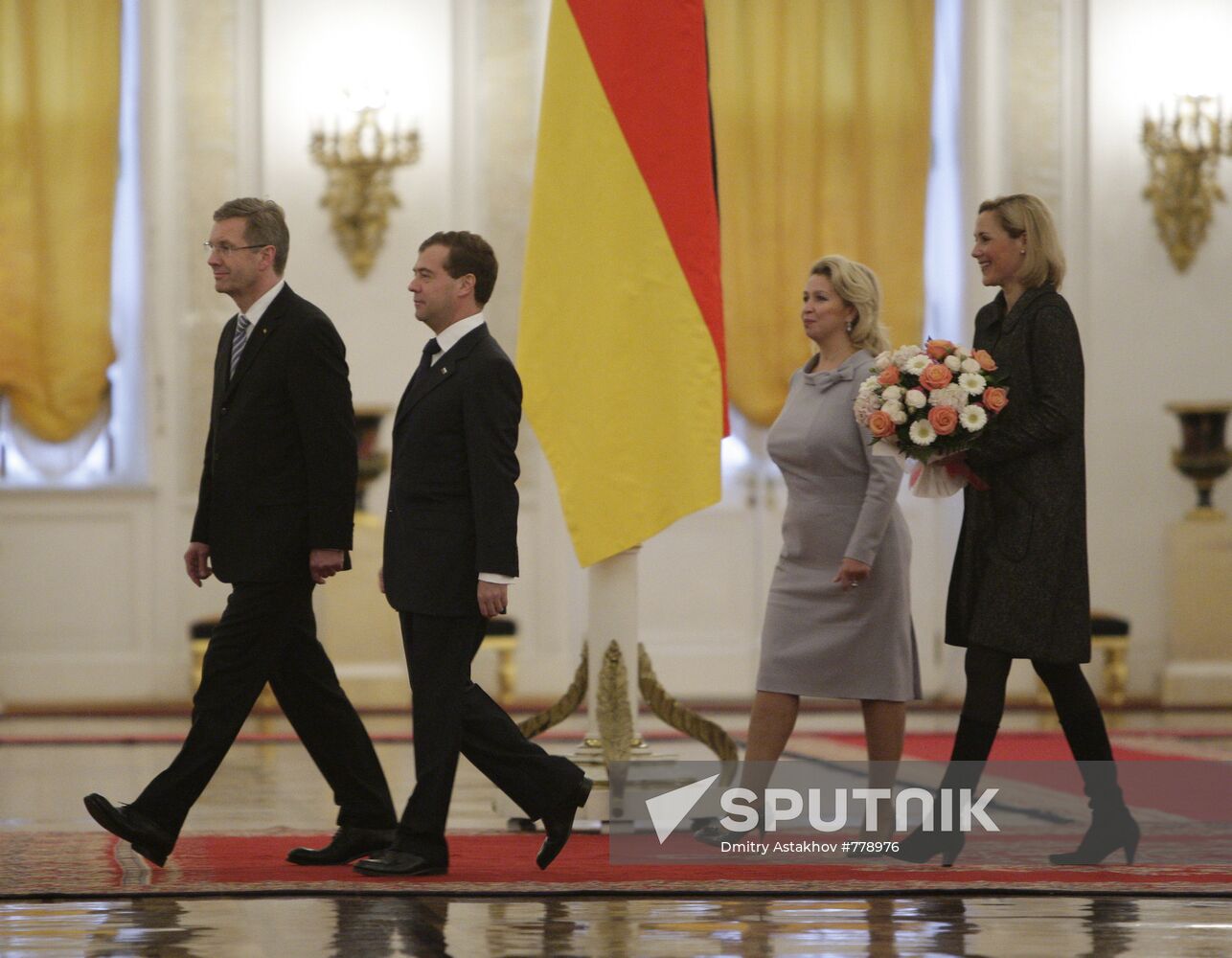 Dmitry Medvedev meets Christian Wulff in the Kremlin