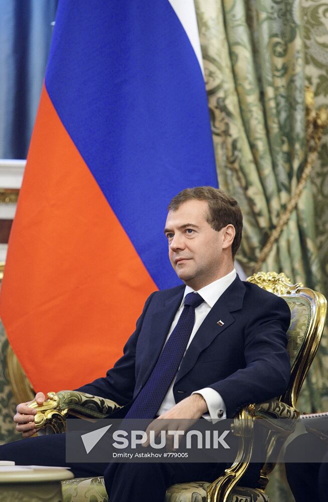 Dmitry Medvedev meets Christian Wulff in the Kremlin