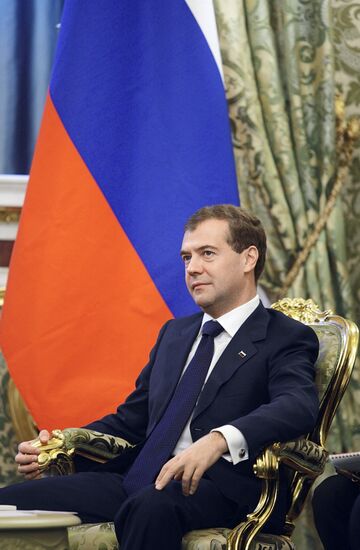 Dmitry Medvedev meets Christian Wulff in the Kremlin