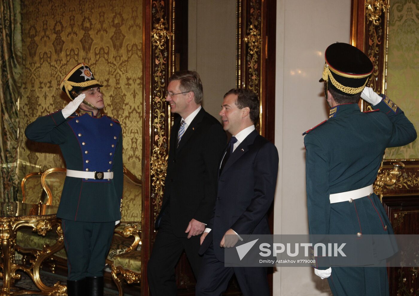 Dmitry Medvedev meets Christian Wulff in the Kremlin