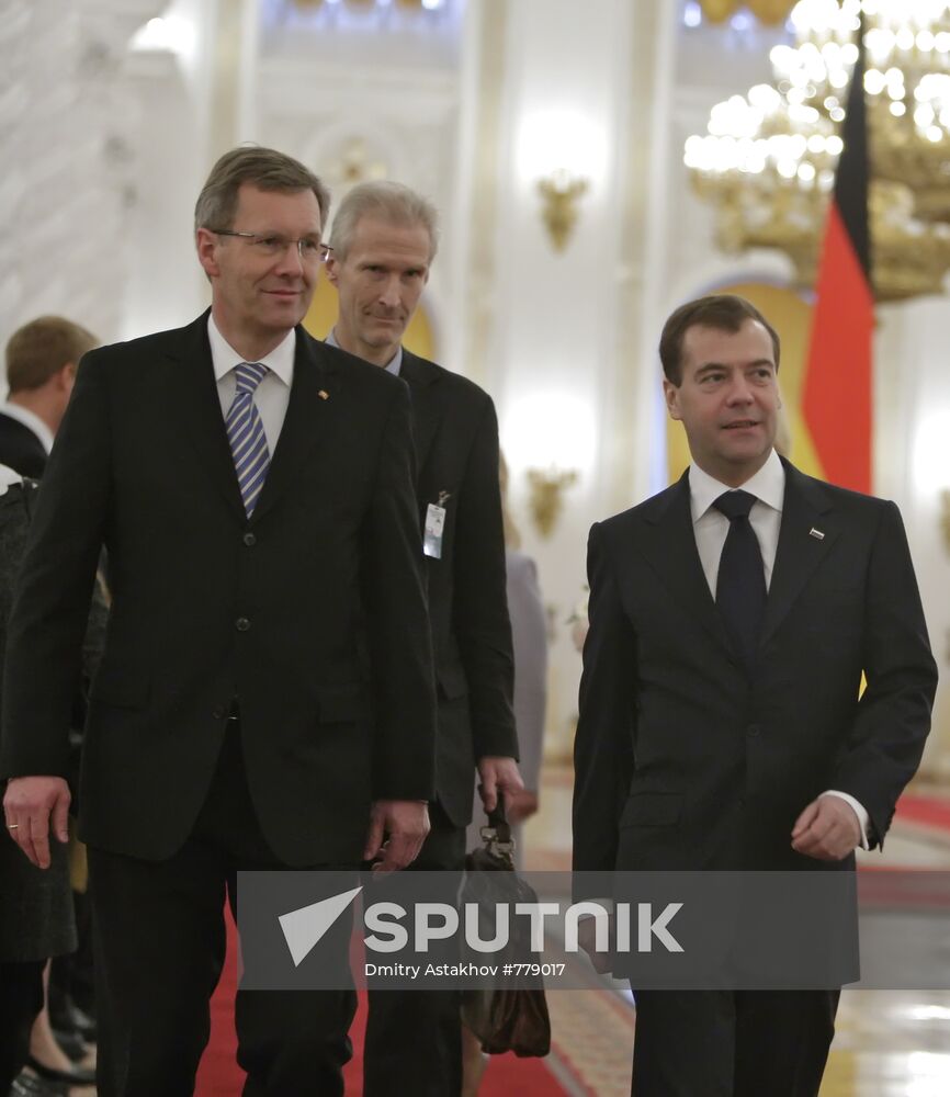 Dmitry Medvedev meets Christian Wulff in the Kremlin