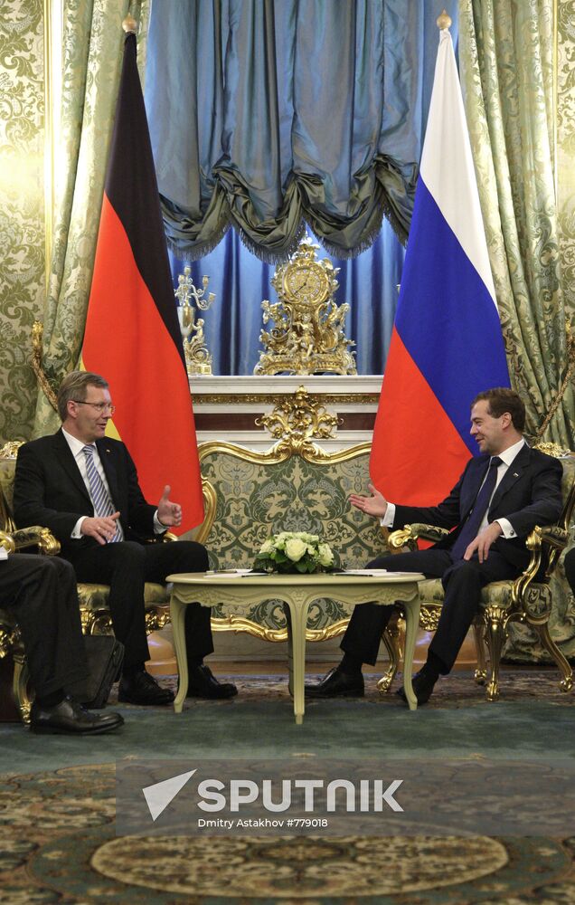 Dmitry Medvedev meets Christian Wulff in the Kremlin