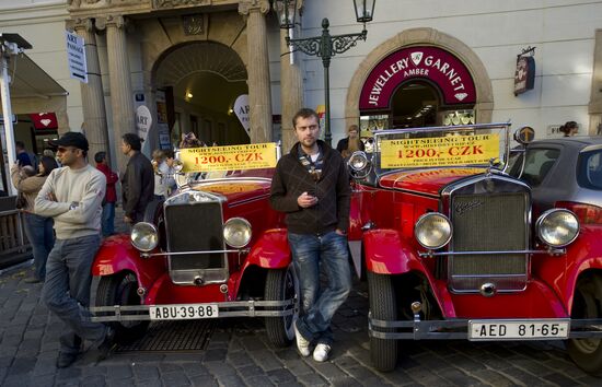 Private taxi drivers in central Prague